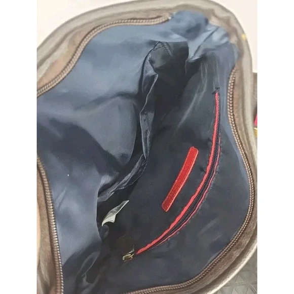 Tommy Hilfiger Tan Blue Square Stripe Crossbody Bag Purse Vintage - Picture 8 of 13